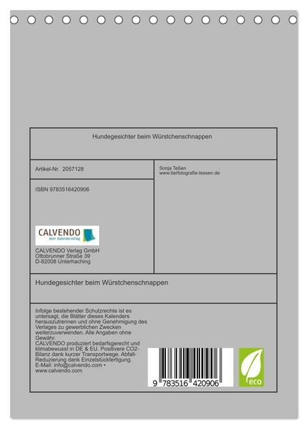 Produktbild: Hundegesichter beim W&uuml;rstchenschnappen (Tischkalender 2026 DIN A5 hoch), CALVENDO Monatskalender