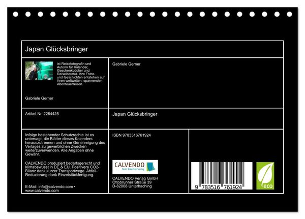 Produktbild: Japan Gl&uuml;cksbringer (Tischkalender 2027 DIN A5 quer), CALVENDO Monatskalender
