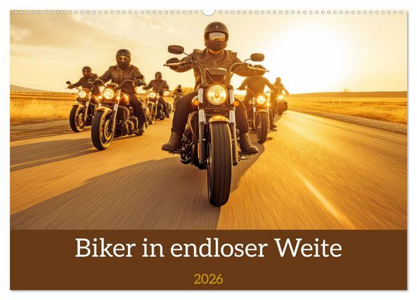 Biker in unendlicher Weite (Wandkalender 2026 DIN A2 quer), CALVENDO Monatskalender