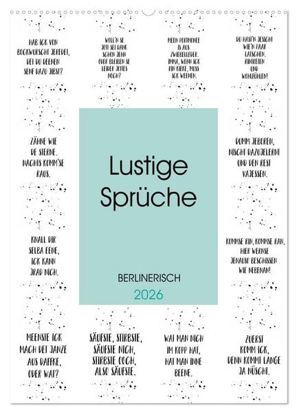 Produktbild: BERLINERISCH Lustige Spr&uuml;che (Wandkalender 2026 DIN A2 hoch), CALVENDO Monatskalender