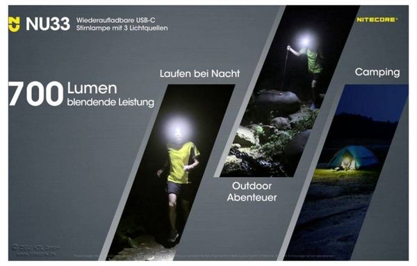 Produktbild: NiteCore NU33 LED Stirnlampe akkubetrieben 200lm 147h NC-NU33