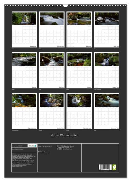 Produktbild: Harzer Wasserwelten (Wandkalender 2026 DIN A2 hoch), CALVENDO Monatskalender