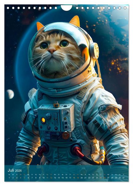 Produktbild: Katzen im All - Katzenastronauten im Kosmos (Wandkalender 2026 DIN A4 hoch), CALVENDO Monatskalender