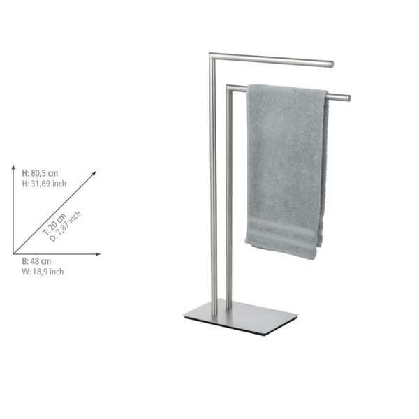 Produktbild: Handtuchst&auml;nder Mod. Recco Edelstahl satiniert, schwere Bodenplatte f&uuml;r sicheren Stand