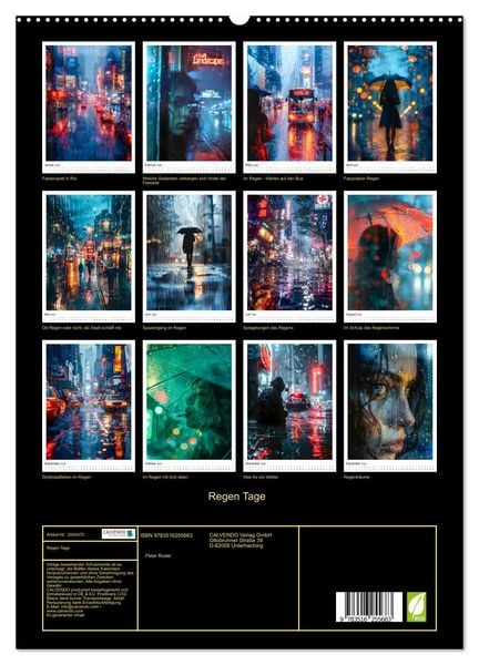 Produktbild: Regen Tage (hochwertiger Premium Wandkalender 2026 DIN A2 hoch), Kunstdruck in Hochglanz