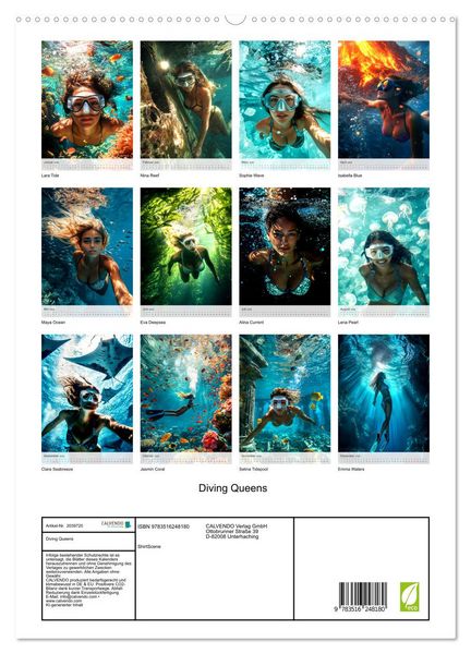 Produktbild: Diving Queens (hochwertiger Premium Wandkalender 2026 DIN A2 hoch), Kunstdruck in Hochglanz