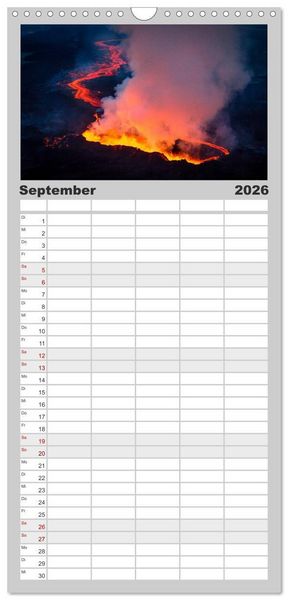 Produktbild: Familienplaner 2026 - Vulkanausbruch - Island mit 5 Spalten (Wandkalender, 21 x 45 cm) CALVENDO