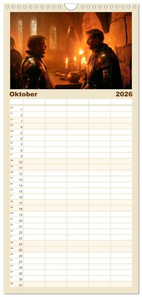 Produktbild: Familienplaner 2026 - Ritter - Legenden aus Stahl und Ehre mit 5 Spalten (Wandkalender, 21 x 45 cm) CALVENDO