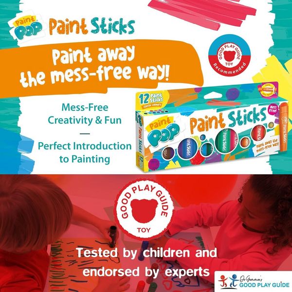 Produktbild: Paint Pop 362201 - Paint Pop: Paint Sticks 12-Pack, klassische Farben, Malstifte, Malset