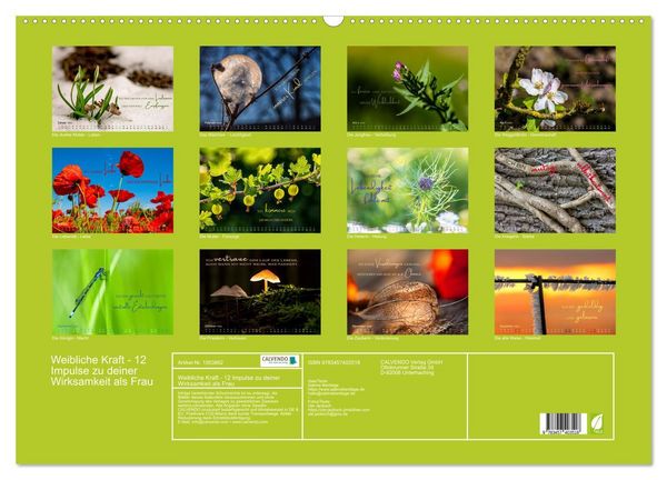 Produktbild: Weibliche Kraft - 12 Impulse zu deiner Wirksamkeit als Frau (Wandkalender 2026 DIN A2 quer), CALVENDO Monatskalender