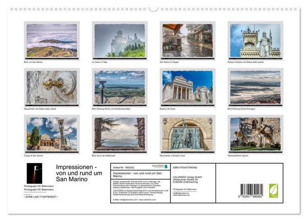 Produktbild: Impressionen - von und rund um San Marino (hochwertiger Premium Wandkalender 2026 DIN A2 quer), Kunstdruck in Hochglanz
