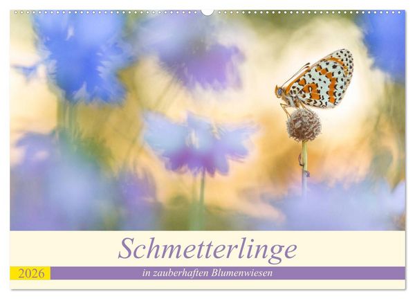 Schmetterlinge in zauberhaften Blumenwiesen (Wandkalender 2026 DIN A2 quer), CALVENDO Monatskalender