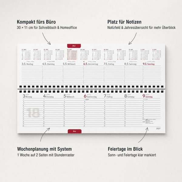 Produktbild: Tisch-Querkalender Profi blau 2027