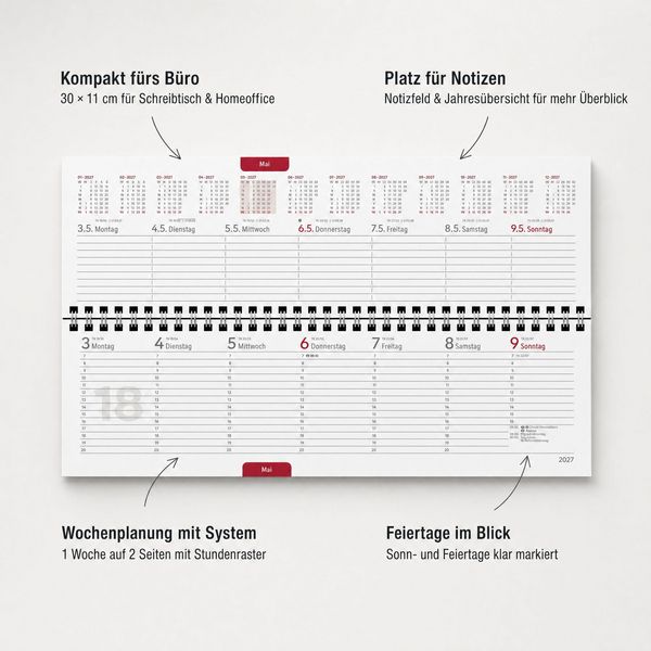 Produktbild: Tisch-Querkalender Profi schwarz 2027