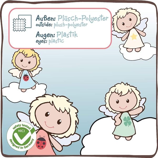 Produktbild: NICI 34553 - Schl&uuml;sselanh&auml;nger Schutzengel mit Kleeblatt Ich bring dir Gl&uuml;ck, Gl&uuml;cksbringer, gr&uuml;n, 7 cm