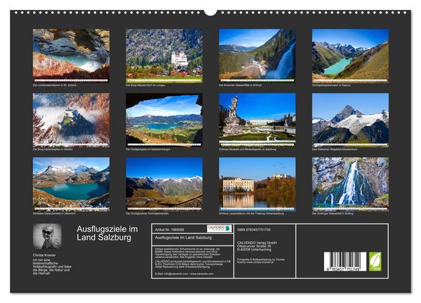 Produktbild: Ausflugsziele im Land Salzburg (hochwertiger Premium Wandkalender 2026 DIN A2 quer), Kunstdruck in Hochglanz