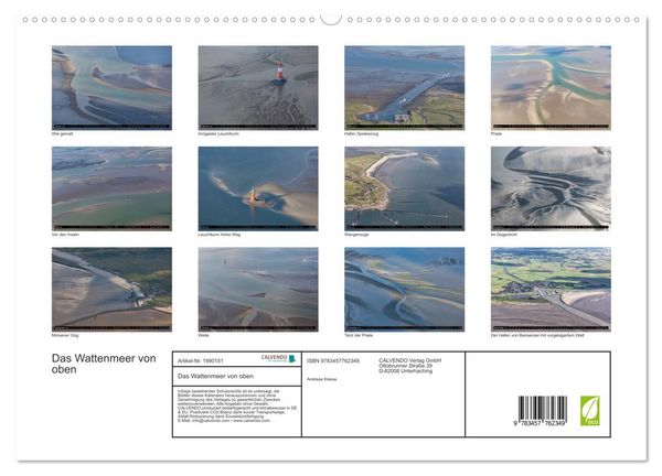 Produktbild: Das Wattenmeer von oben (hochwertiger Premium Wandkalender 2026 DIN A2 quer), Kunstdruck in Hochglanz