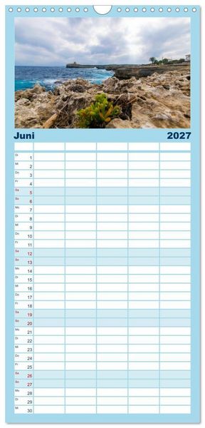 Produktbild: Familienplaner 2027 - Menorca - die kleine Schwester von Mallorca mit 5 Spalten (Wandkalender, 21 x 45 cm) CALVENDO