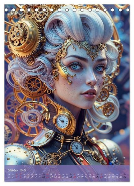 Produktbild: Fantasie-K&ouml;niginnen des Steampunk - Digitale Kunst (Tischkalender 2026 DIN A5 hoch), CALVENDO Monatskalender