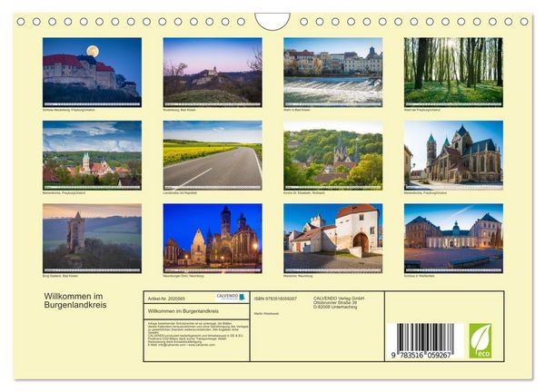 Produktbild: Willkommen im Burgenlandkreis (Wandkalender 2026 DIN A4 quer), CALVENDO Monatskalender