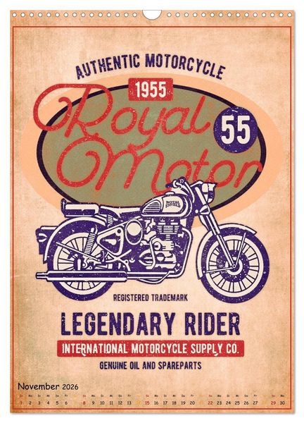 Produktbild: Motorrad Nostalgie (Wandkalender 2026 DIN A3 hoch), CALVENDO Monatskalender