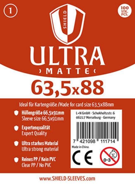Shield Ultra Matte 1: Kartenhüllen für Karten bis 63,5 × 88 mm
