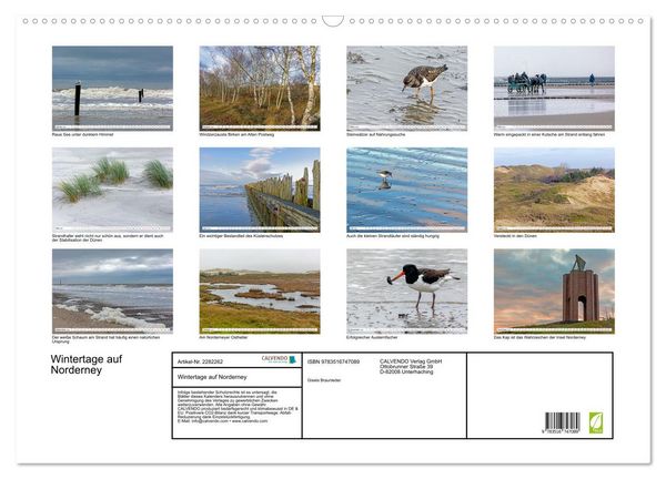 Produktbild: Wintertage auf Norderney (Wandkalender 2026 DIN A2 quer), CALVENDO Monatskalender