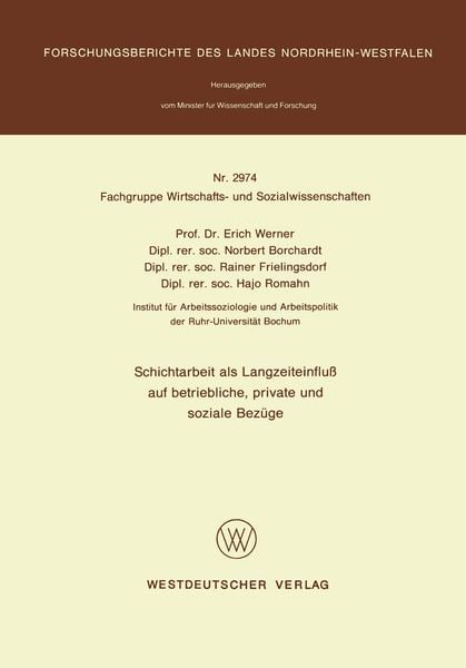 Produktbild: Schichtarbeit als Langzeiteinflu&szlig; auf betriebliche, private und soziale Bez&uuml;ge