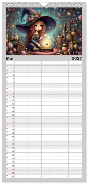 Produktbild: Familienplaner 2027 - Luna, die kleine Zauberhexe mit 5 Spalten (Wandkalender, 21 x 45 cm) CALVENDO