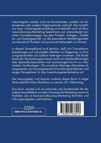 Produktbild: Entwicklungen des Investitionsg&uuml;termarketing