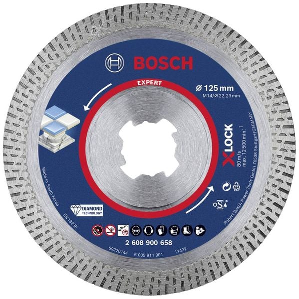 Bosch Accessories 2608900658 EXPERT HardCeramic X-LOCK Diamanttrennscheibe Durchmesser 125 mm Bohrungs-Ø 22.23 mm Stein,