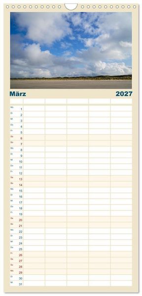 Produktbild: Familienplaner 2027 - Am Strand von Juist mit 5 Spalten (Wandkalender, 21 x 45 cm) CALVENDO