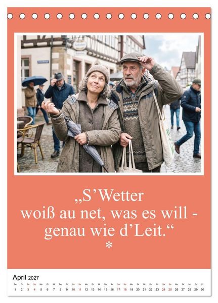 Produktbild: Schw&auml;bische Mundart - A Brezl ohne Salz isch wie a Dag ohne Bruddla (Tischkalender 2027 DIN A5 hoch), CALVENDO Monatskalender