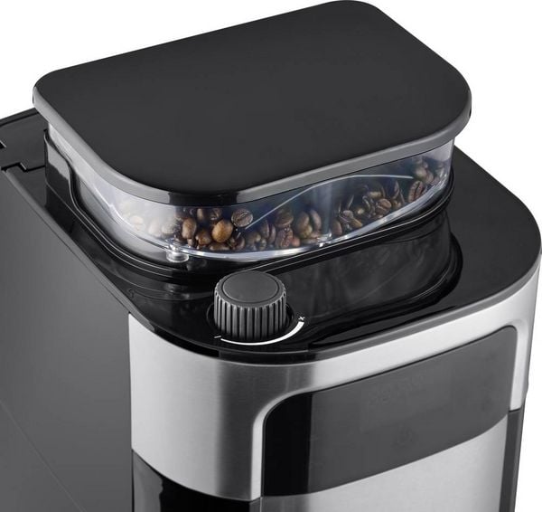 Produktbild: Severin Filterkaffeemaschine mit Mahlwerk und Edelstahl-Thermokanne, Kaffeemaschine Schwarz, Edelstahl (geb&uuml;rstet) Fassungsverm&ouml;gen Tassen=8 Displa