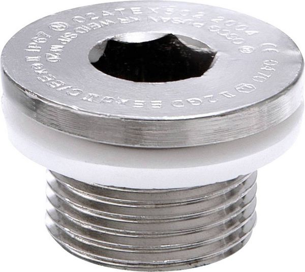 Produktbild: Wiska 50065611 OSSP-R 20 Verschlussschraube schlagfest, Explosionsgesch&uuml;tzt M20 Metall Natur 1 St.