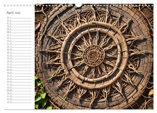 Produktbild: Natural Mandalas - Kraftvolle KI Mandalas aus Naturmaterialien (Wandkalender 2026 DIN A3 quer), CALVENDO Monatskalender