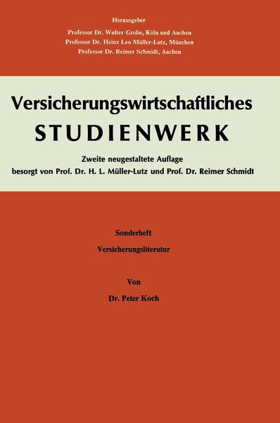 Produktbild: Koch, P: Einf&uuml;hrung in das Versicherungs-Schrifttum