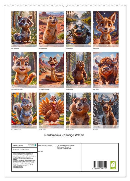 Produktbild: Nordamerika - Knuffige Wildnis (hochwertiger Premium Wandkalender 2026 DIN A2 hoch), Kunstdruck in Hochglanz
