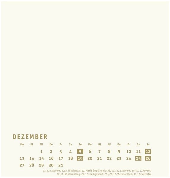 Produktbild: Premium-Bastelkalender gold mittel 2027