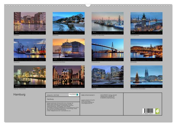 Produktbild: Hamburg (Wandkalender 2026 DIN A2 quer), CALVENDO Monatskalender