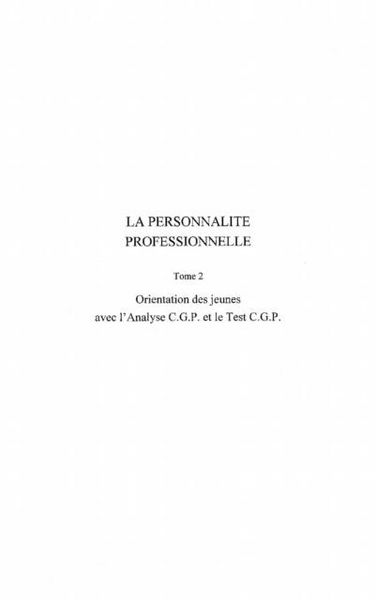 Produktbild: Personnalite professionnelle t. 2