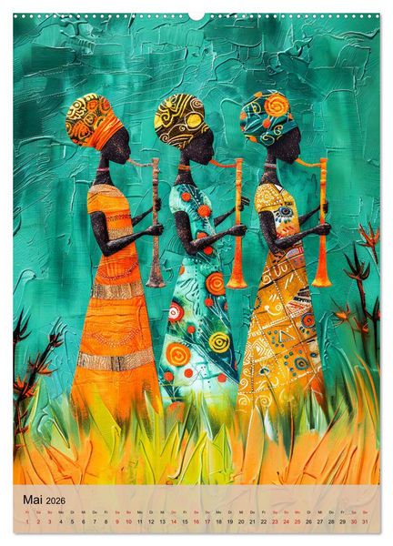 Produktbild: Afrikanische Eleganz - Illustrationen in harmonischen Farben (Wandkalender 2026 DIN A2 hoch), CALVENDO Monatskalender