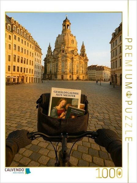 Produktbild: CALVENDO Puzzle Dresden Frauenkirche mit dem Fahrrad | 1000 Teile Lege-Gr&ouml;&szlig;e 64x48cm Foto-Puzzle f&uuml;r gl&uuml;ckliche Stunden