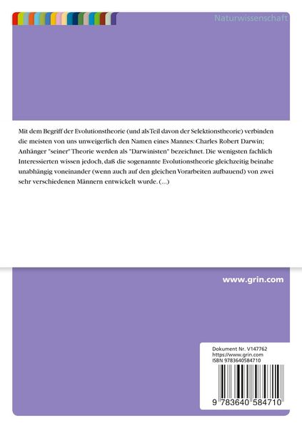 Produktbild: Alfred Russel Wallace und die Entstehung der modernen Selektionstheorie