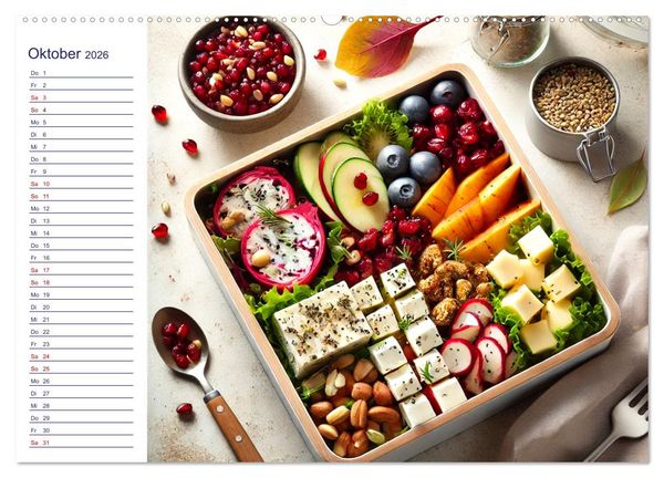 Produktbild: Lunchpaket Love - Einfach, lecker, gesund (hochwertiger Premium Wandkalender 2026 DIN A2 quer), Kunstdruck in Hochglanz