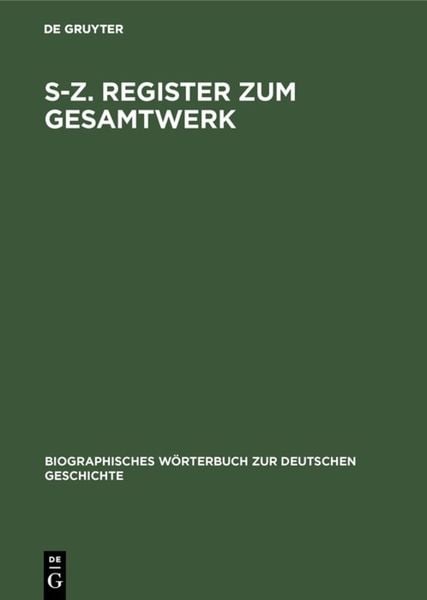 Produktbild: S&ndash;Z. Register zum Gesamtwerk