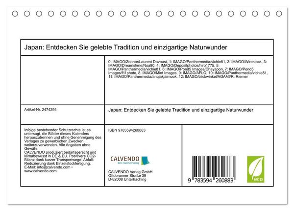 Produktbild: Japan: Entdecken Sie gelebte Tradition und einzigartige Naturwunder (Tischkalender 2027 DIN A5 quer), CALVENDO Monatskalender