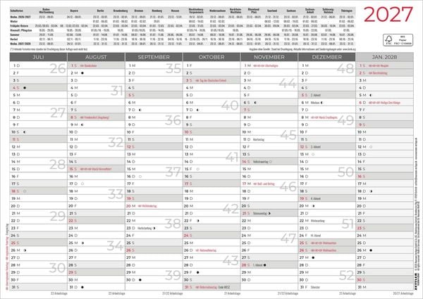 Produktbild: Tafelkalender A4 beidseitig 2027