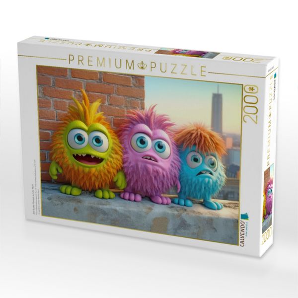 Produktbild: CALVENDO Puzzle Drei bunte Monster auf der Murll | 2000 Teile Lege-Gr&ouml;&szlig;e 90x67cm Foto-Puzzle f&uuml;r gl&uuml;ckliche Stunden