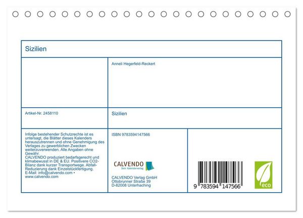Produktbild: Sizilien (Tischkalender 2027 DIN A5 quer), CALVENDO Monatskalender